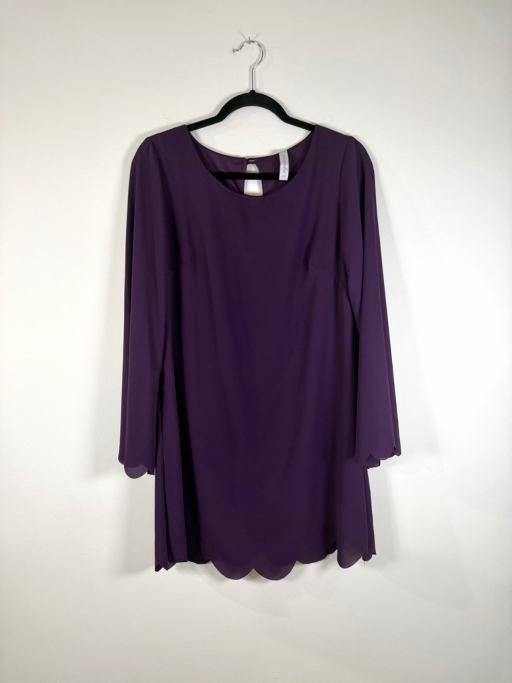 Peppermint Purple Long Sleeve Scallop-Hem Dress
